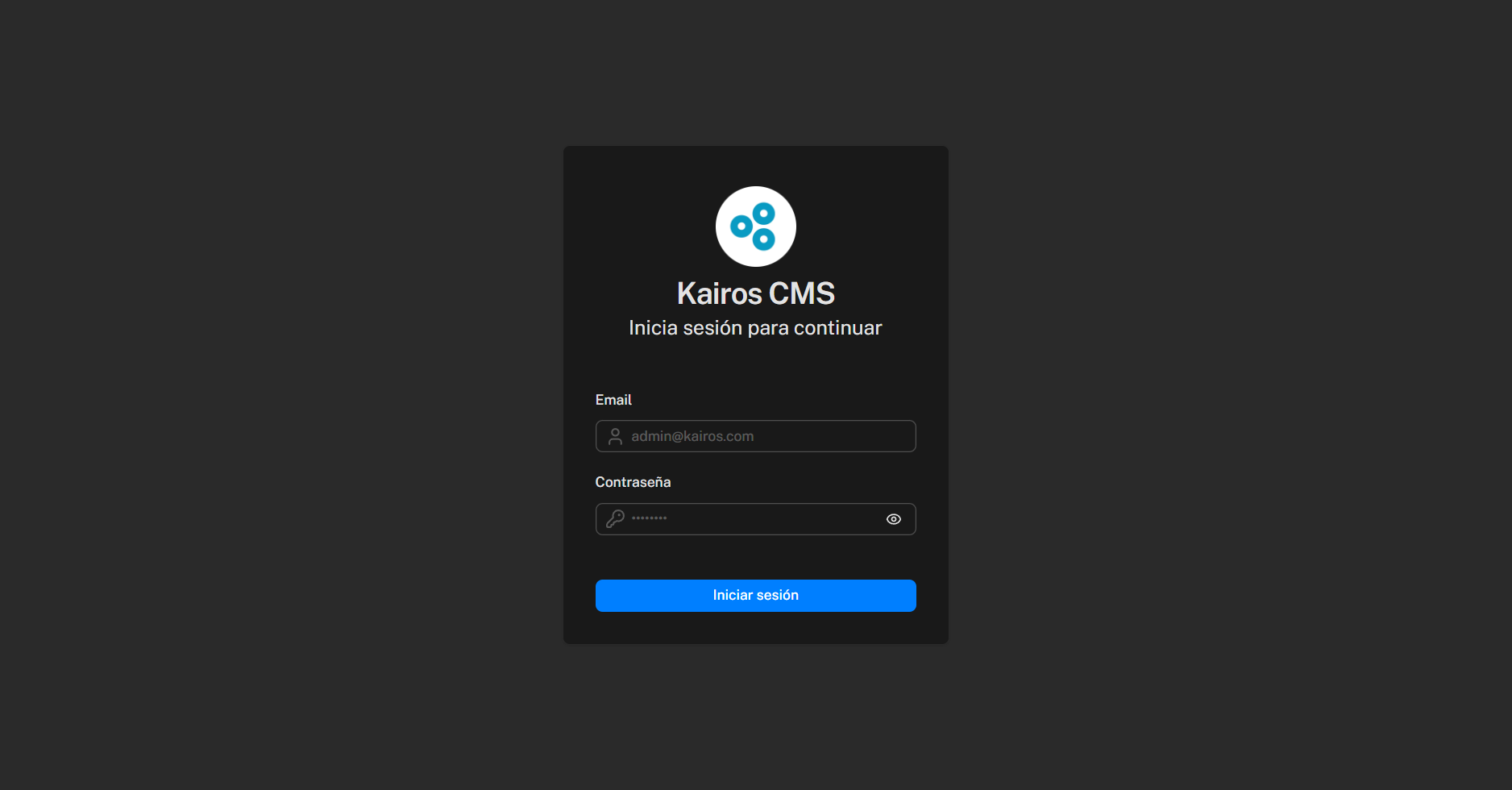 Kairos CMS screenshot