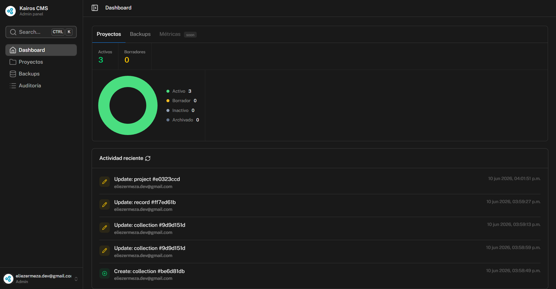 Kairos CMS screenshot