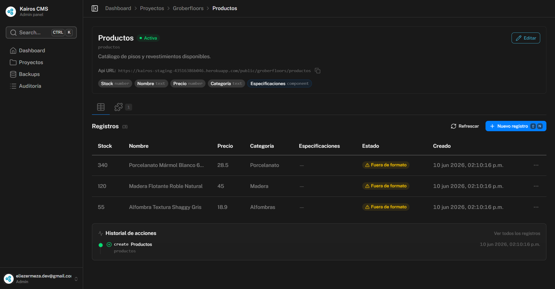 Kairos CMS screenshot